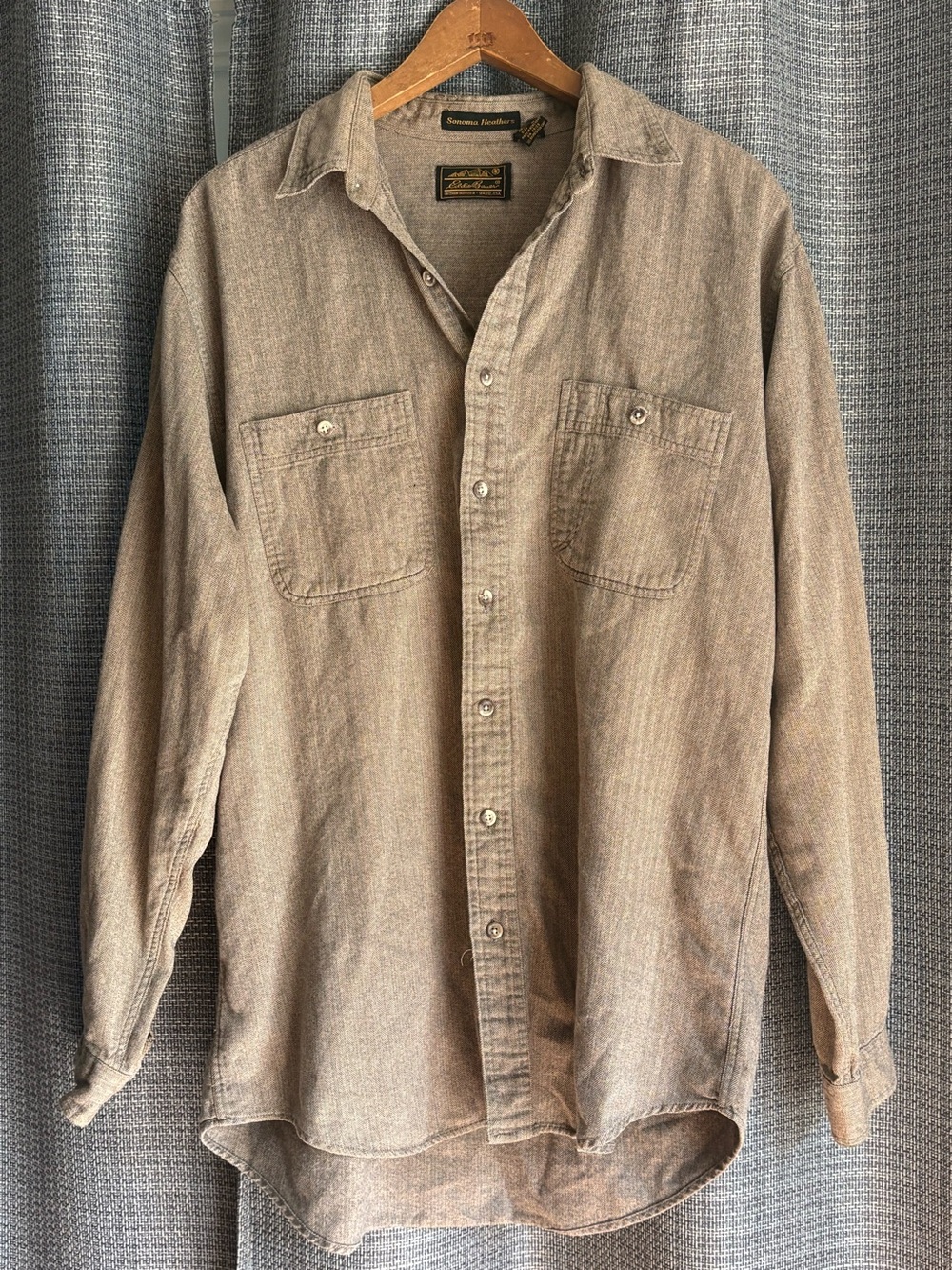Vintage Eddie Bauer Sonoma Heathers Herringbone Shirt Men’s Large Cotton